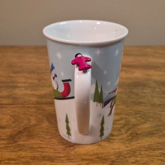 STARBUCKS 2011 Festive Holiday Skaters and Sledding Dog Mug with 3D Airplane - Picture 4 of 15